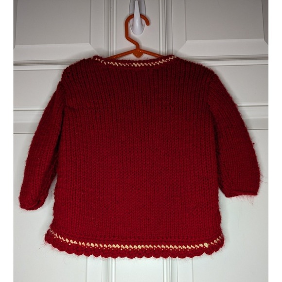 Hello Kitty Sweater Handmade Crochet Red Girls Size Small 5/6 - Picture 3 of 4